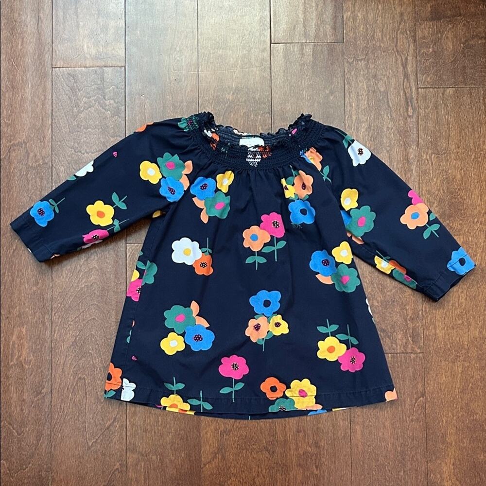 Hanna Andersson Navy Floral Kids Blouse, Size 6/7